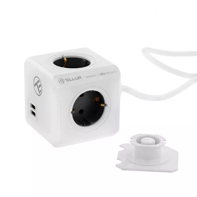 Ilgintuvas Tellur Power Cube Extended 4 lizdai 2 USB prievadai