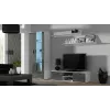 TV stovas cama meble SOHO 140 – 1400×430×370 mm, baltas viršus, medžio drožlių plokštė, baltas rėmas, balta/pilka blizgūs fasadai