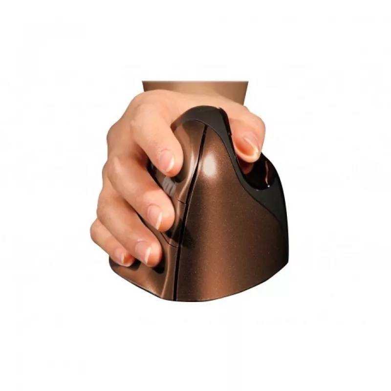 BakkerElkhuizen Evoluent 4 Small Wireless, dešinei rankai, vertikali pelė, lazerinė, RF belaidė, 2600 DPI, juoda, ruda