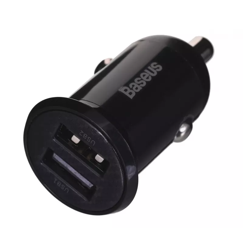 Automobilinis įkroviklis Baseus Gain Pro Universal Black — 2× USB 2.0, 2.4 A vienam prievadui, įėjimas 12–24 V, 5 V išėjimas