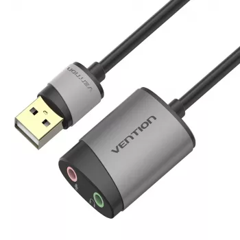 Vention USB išorinė garso kortelė 0,15 m pilka metalinė