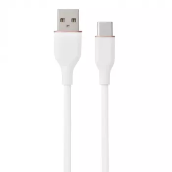 Silicone laidas USB Type-A - Type-C (baltas, 1m)