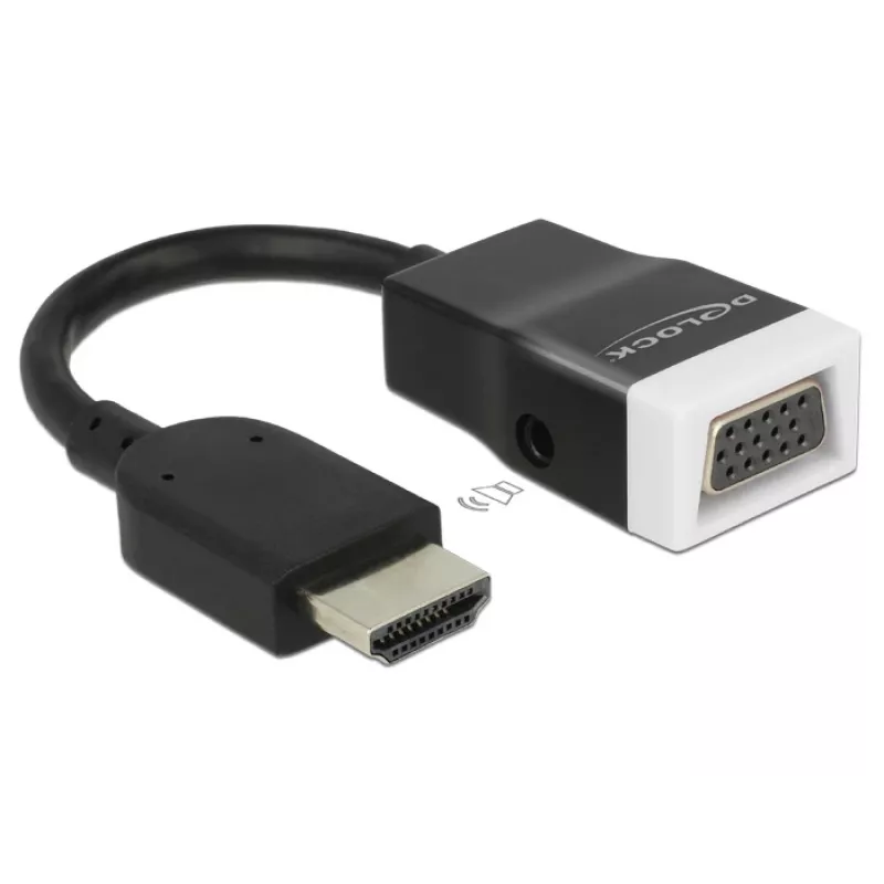 Delock 65587 HDMI-A kištukas į VGA (D-Sub 15) lizdą adapteris su garsu, juodas/baltas