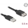 USB A į USB A laidas DELOCK 81511 — USB 2.0, 0,5 m, juodas, auksuoti kontaktai