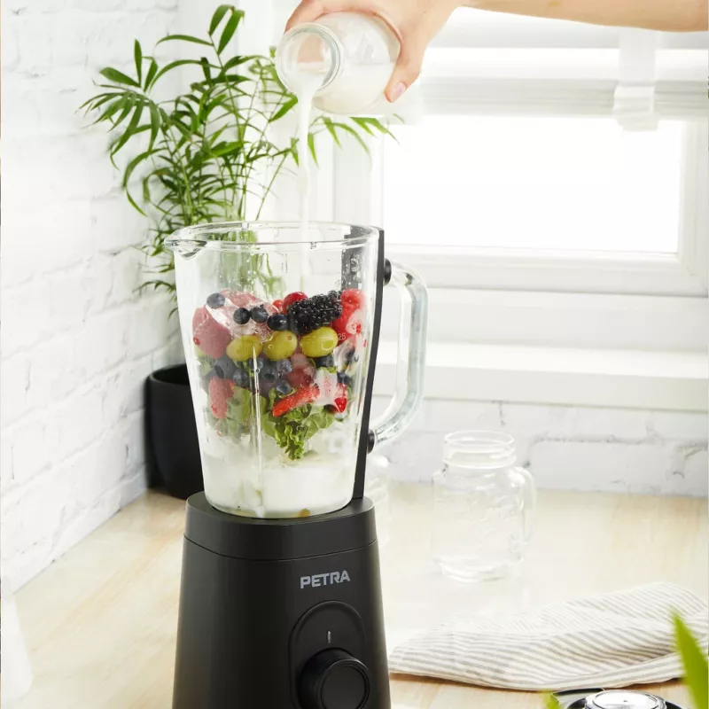 Blenderis su stikliniu ąsočiu Petra PT5531MBLKVDE juodas