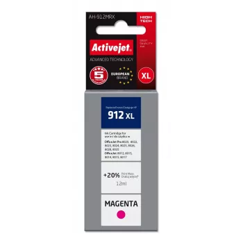 Kasetė ActiveJet AH-912MRX suderinama su HP, rausvai raudona (High XL, 12 ml, 990 puslapių)