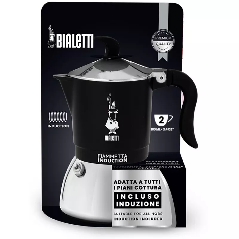 Indukcinis kavos virimo aparatas BIALETTI FIAMMETTA 2 puodeliams, juodas