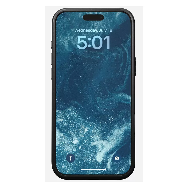 Telefono dėklas Nomad Modern Leather Case, skirtas iPhone 16 Pro Max, 6,9 colio (17,5 cm), juodos spalvos, oda+PC+TPU