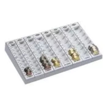 Monetų skaičiavimo lenta WEDO 290×200×45 mm šviesiai pilka su 8 lizdais