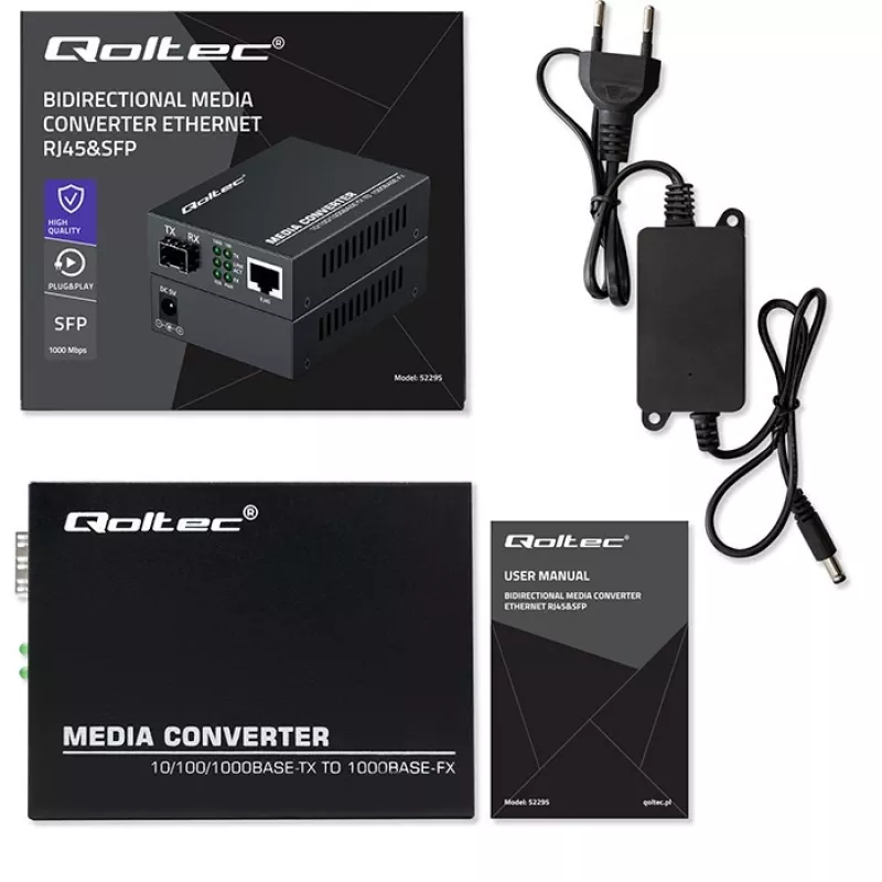 QOLTEC Media Converter SWITCH Ethernet 1x RJ45 1x SFP