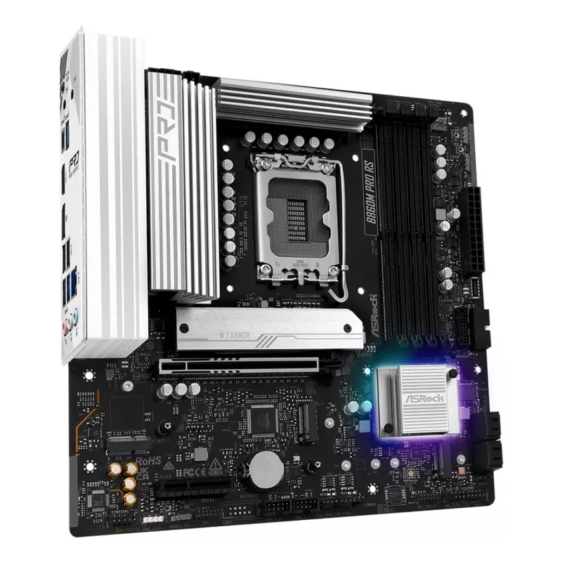 Pagrindinė plokštė ASROCK B860M Pro RS — Intel B860, LGA 1851, micro ATX, DDR5, 4× DIMM, 2.5Gb LAN, 1×PCIe5 x16