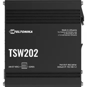 Teltonika TSW202 valdomas L2 Gigabit Ethernet (10/100/1000) maitinimas per Ethernet (PoE) aliuminis, mėlynas