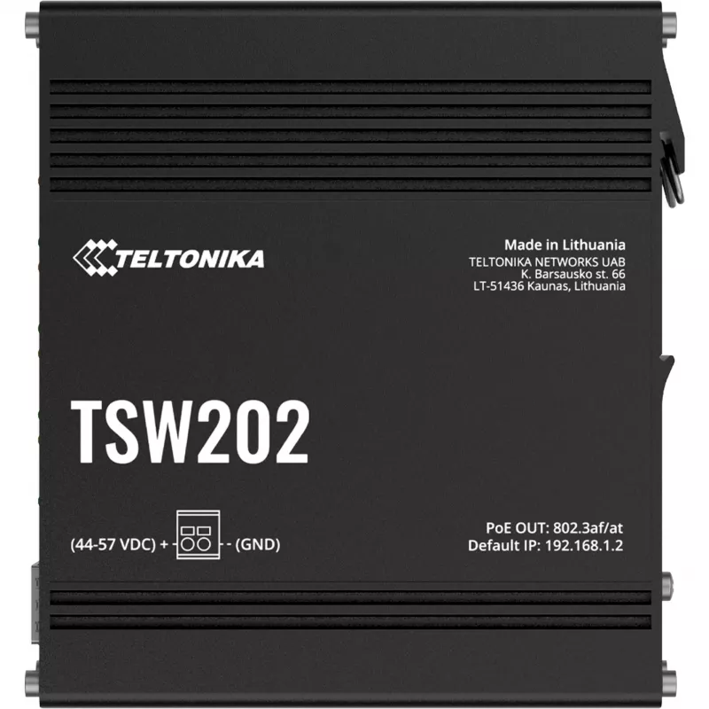 Teltonika TSW202 valdomas L2 Gigabit Ethernet (10/100/1000) maitinimas per Ethernet (PoE) aliuminis, mėlynas