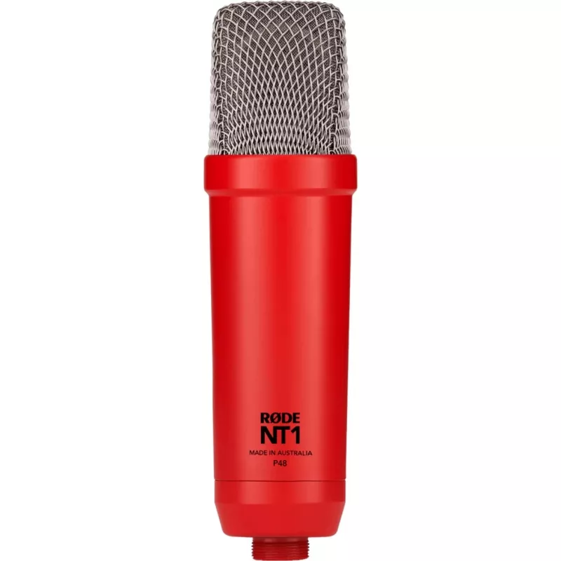 Studijinis kondensatorinis mikrofonas RØDE NT1 Signature Red – kardioidinis, 20–20000 Hz, -32 dB jautrumas, XLR (3 kontaktų), 313 g