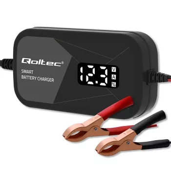 Baterijų įkroviklis QOLTEC 52492 12V 2A su mikroprocesoriniu valdymu ir elementų regeneracija