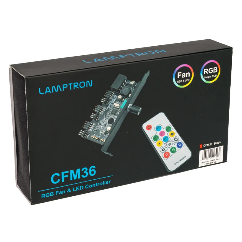 Lamptron CFM36 ventiliatorių ir RGB LED valdiklis PCI lizdui, juodas