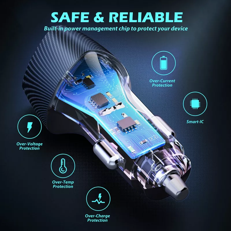 Automobilinis kroviklis Tellur FCC10 38W 6A PD20W QC3.0 – USB-C ir USB-A adapteris automobiliui