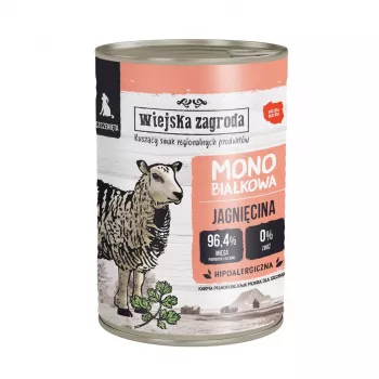 Šlapias šunų ėdalas Wiejskazagroda Puppy Monoprotein Ėriena 400 g – jaunikliams, be grūdų, vienos rūšies baltymai