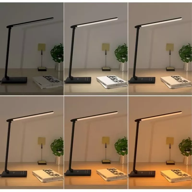 LED stalinė lempa Aukey LT-T10 12W 3000–6500K - reguliuojama spalvų temperatūra, juoda