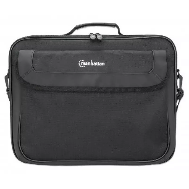 Manhattan Cambridge Laptop Bag 15.6 inch juodas, Clamshell dizainas, nešiojamas, su kišenėmis, nuimama petneša