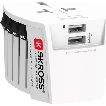 SKROSS MUV USB pasaulinis adapteris su 2x USB jungtimis