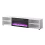 TV spintelė cama meble POLO 180x33x39 cm su elektriniu židiniu 1400–1600 W, laminuota, balta/juoda