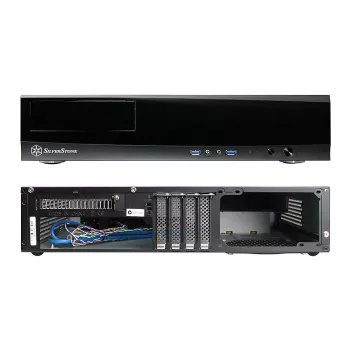 SilverStone MILO ML03 – stalinis kompiuterio korpusas – Micro-ATX – be maitinimo šaltinio (ATX / PS/2) – juodas – USB / garso (SST-ML03B-R)
