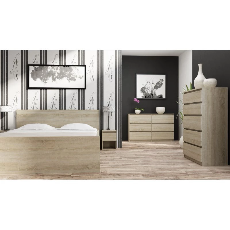 Komoda Top e Shop M6 120 SON 2x3, ąžuolas, 6 stalčių, 1200×300×770 mm