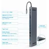 Gembird A-CM-COMBO9-01 USB Type-C 9-in-1 kelių prievadų adapteris (USB centras + HDMI + VGA + PD + kortelių skaitytuvas + LAN + 3,5 mm garsas), kosminė pilka