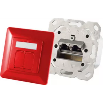 Kištukinis lizdas 2x RJ-45 ShiverPeaks 74280-R Cat6a 500 MHz raudonas matinis metalas