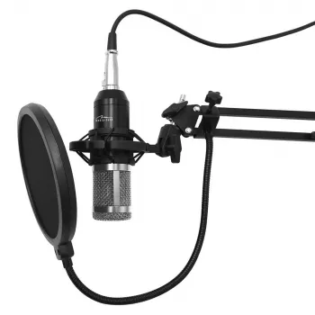Mikrofonas MEDIA-TECH MT397S – laidinis, XLR jungtis, 20–20000 Hz, 150 Ω, -32 dB, 2,4 m laidas, stalinis stovas, juodas