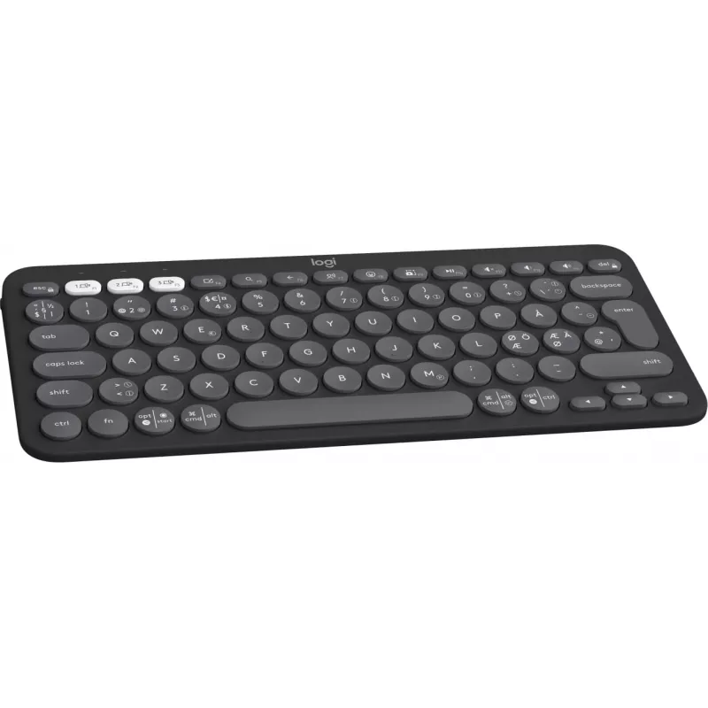 Logitech Pebble Keys 2 K380s belaidė klaviatūra – Bluetooth LE – QWERTY išdėstymas (šiaurietiškas) – tamsiai pilka (920-011879)