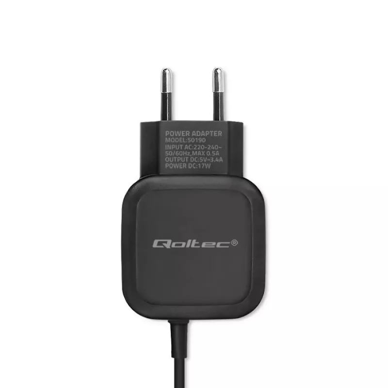 Qoltec 50190 Įkroviklis mobiliesiems įrenginiams, telefonams, planšetėms, 3.4A