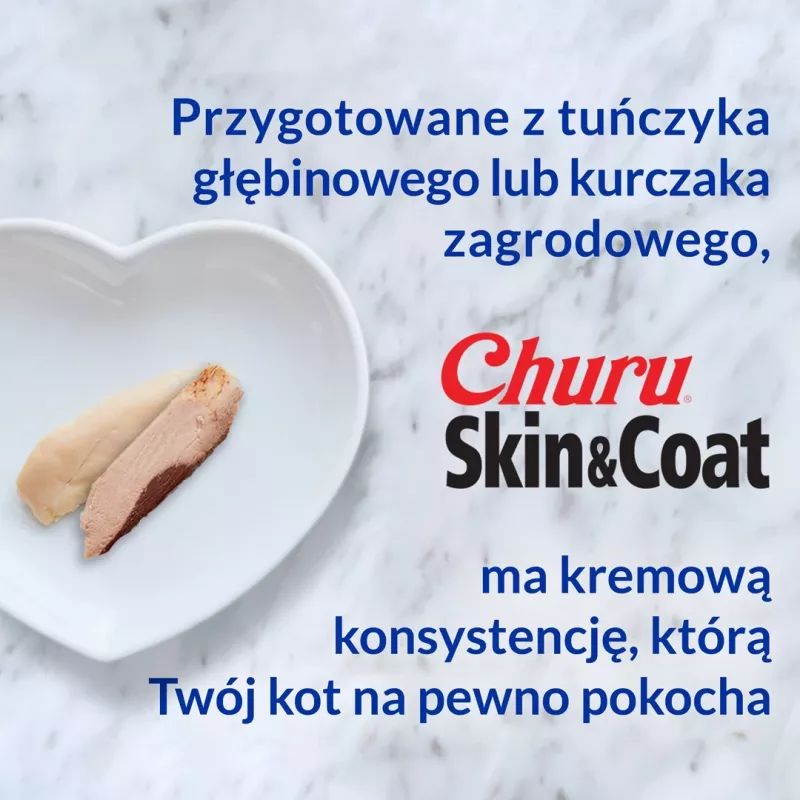 INABA Churu Skin&Coat Vištienos receptas – skanėstai katėms 4x14 g