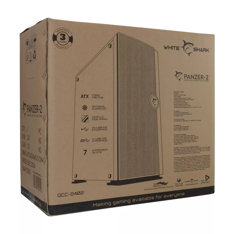 Kompiuterio korpusas Panzer-2 White Shark GCC-2402 ATX Juodas