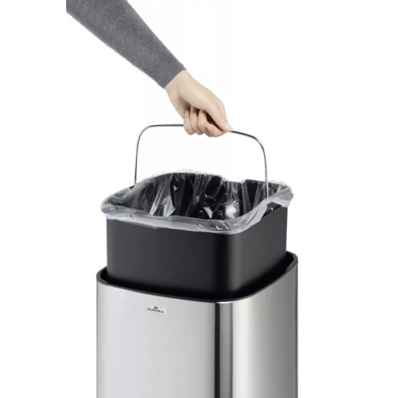 Stačiakampė šiukšliadėžė Durable NO TOUCH 35L nerūdijančio plieno juoda sidabrinė