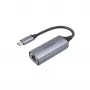 Tinklo adapteris Unitek U1312A, USB-C į RJ45, Gigabit Ethernet, pilka, 0,5 m kabelis