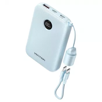 Power bank Vention 10000mAh 22.5W mėlynas — 2× USB‑C, 1× USB‑A