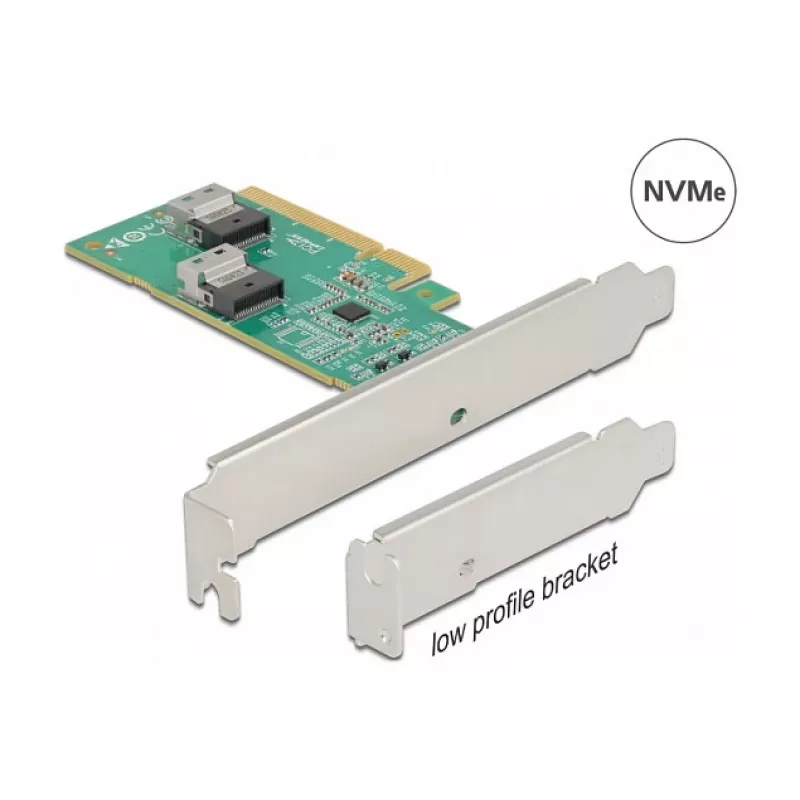 DeLOCK PCI Express 4.0 x8 kortelė į 2 vidinius SFF-8654 4i NVMe lizdus (Low Profile)