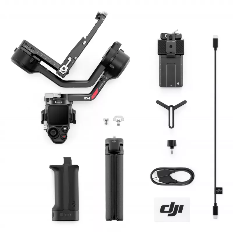 Rankinis kameros stabilizatorius DJI RS4, aliuminio korpusas, 12h baterija, 1,066 kg, juodas