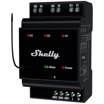Išmanioji relė Shelly Wave PRO 3 juoda