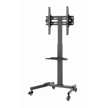 TV stovas GEMBIRD TVS-55T-01 32–55 coliams, plieninis, reguliuojamas aukštis, VESA 100x100–400x400, pakreipimas, ratukai, max 35 kg