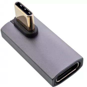 InLine USB4 adapteris, USB-C kištukas / lizdas vertikalus dešinėn/kairėn lenktas, aliuminis, pilka