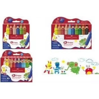 Vaškiniai pieštukai Faber-Castell 110635 mėlyna, žalia, oranžinė, rožinė, raudona, geltona 6 vnt.