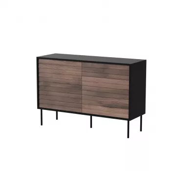 Komoda cama meble CORTINA 1D3S 120x40x81 cm, juoda/riešutas, 3 stalčiai, medžio drožlių plokštė