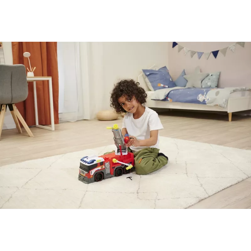 Gaisrinis automobilis žaislas Dickie modelis 203307000 – baterijomis maitinamas, nuo 3 metų, spalvos: juoda/mėlyna/raudona/balta/geltona