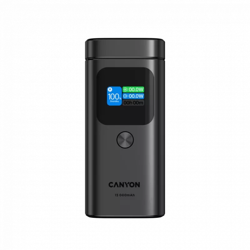 CANYON Qi2 belaidis magnetinis powerbankas OnPower 150 15000mAh Aliuminis tamsiai pilkas