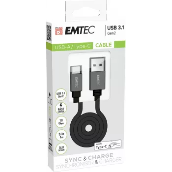 USB laidas Emtec ECCHAT700TCU3 1,2m USB 3.2 Gen 2 juodas