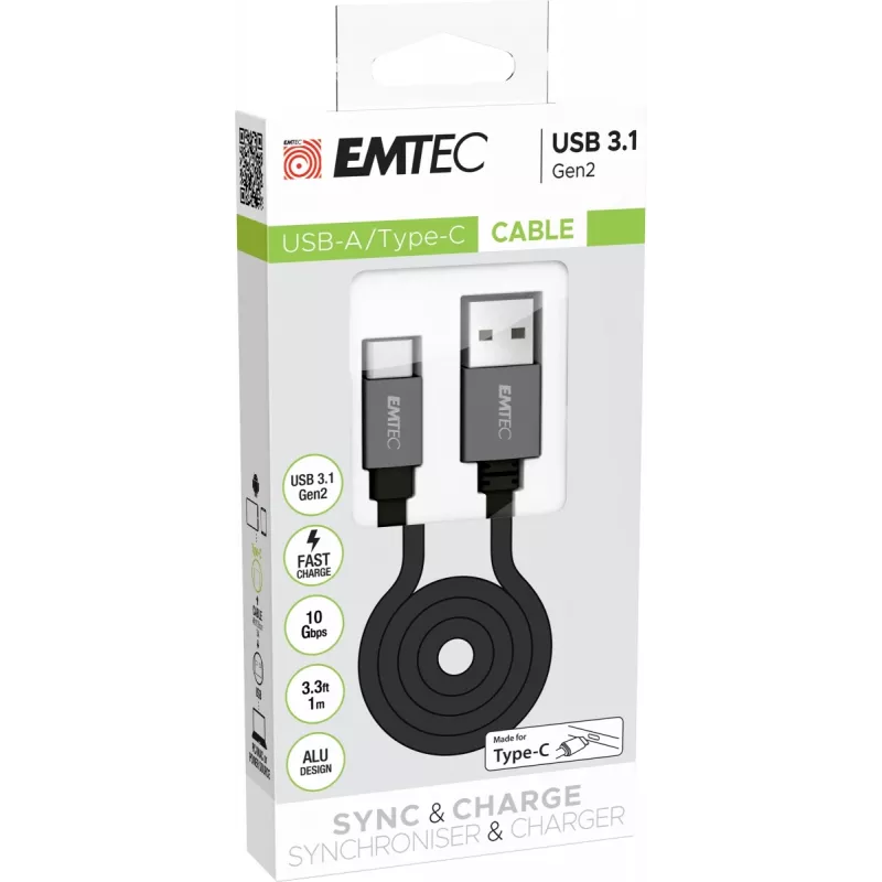 USB laidas Emtec ECCHAT700TCU3 1,2m USB 3.2 Gen 2 juodas