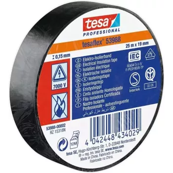 Izoliacinė juosta Tesa tesaflex 53988 PVC elektros juosta 25 m x 19 mm, juoda